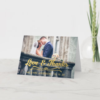 GOLD THANKS | WEDDING PHOTO THANK YOU CARD GOLD