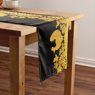 Gold Thanksgiving Turkey Floral Table Runner