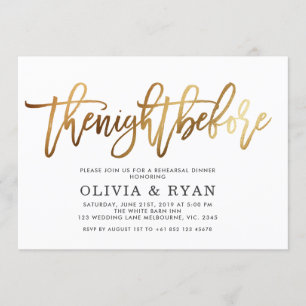 Gold the night before invitation