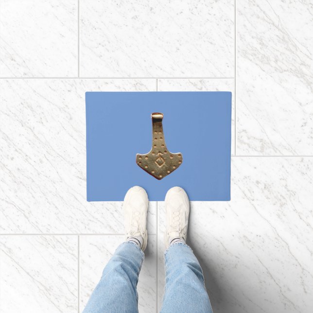 Gold Thor Hammer blue doormat (Indoor)