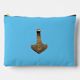 Gold Thor Hammer blue pouch