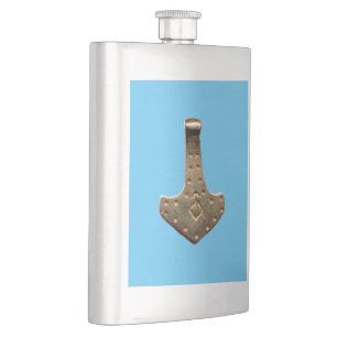 Gold Thor Hammer blue stainless steel flask