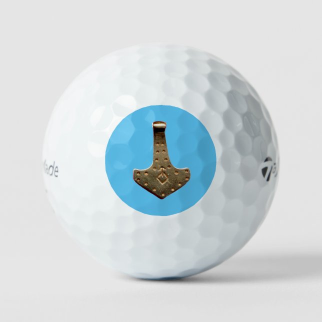 Gold Thor Hammer blue Taylor Made golf balls 12 (Front)