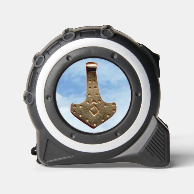 Gold Thor Hammer clouds tape measure 1 (Front)