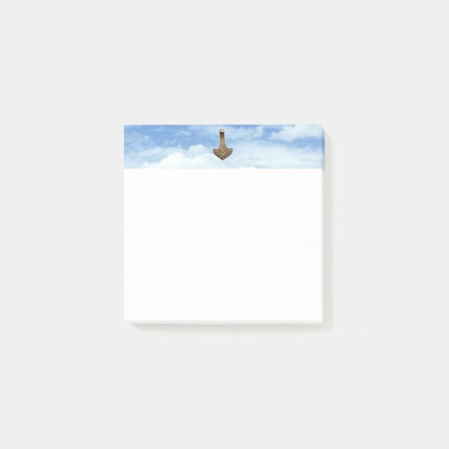 Gold Thor Hammer clouds white note pads (Front)