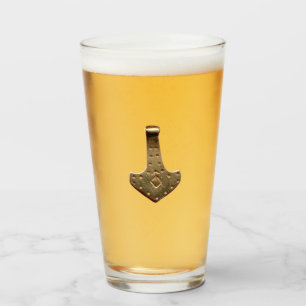 Gold Thor Hammer Collins glass tumbler