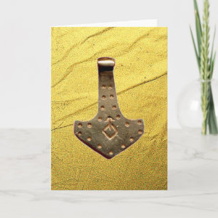 Gold Thor Hammer Gold Vein greeting card