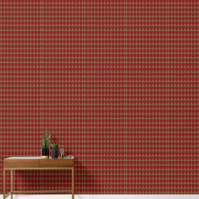 Gold Thor Hammer red smooth vinyl wallpaper (Hallway)