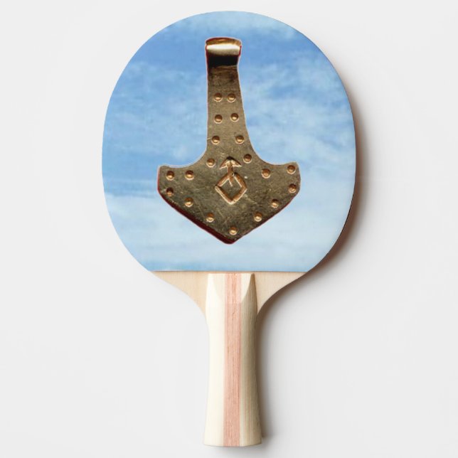 Gold Thor Hammer sky ping pong paddle (Front)
