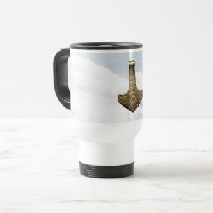 Gold Thor Hammer travel commuter mug
