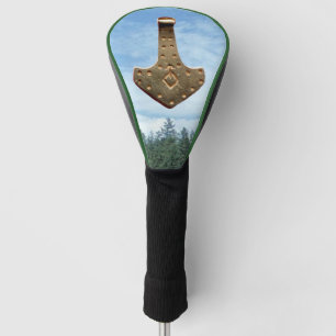 Gold Thor Hammer trees golf club driver cover