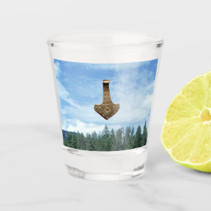 Gold Thor Hammer trees shot glass