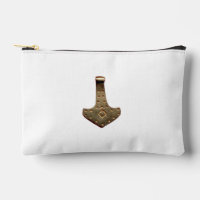 Gold Thor Hammer white accessory bag pouch