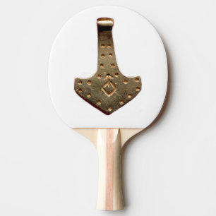 Gold Thor Hammer white ping pong paddle