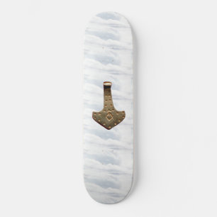 Gold Thor's Hammer clouds skateboard