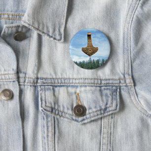 Gold Thor's Hammer trees round button