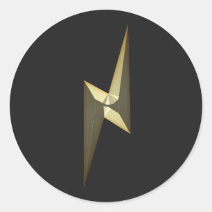 Gold thunder lightning black classic round sticker