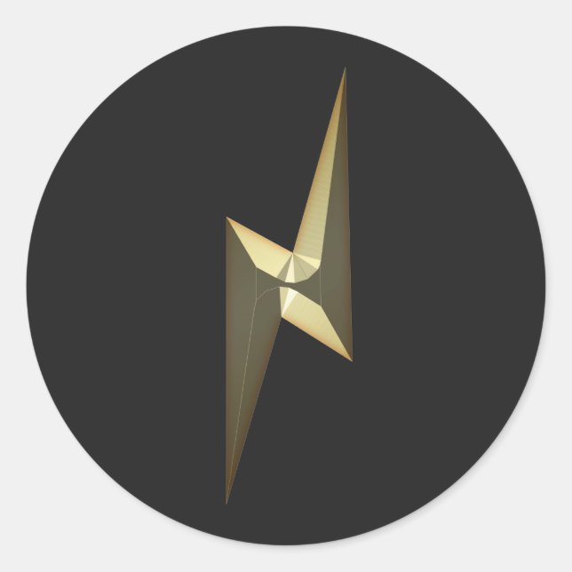 Gold thunder lightning  black modern fun cool classic round sticker (Front)