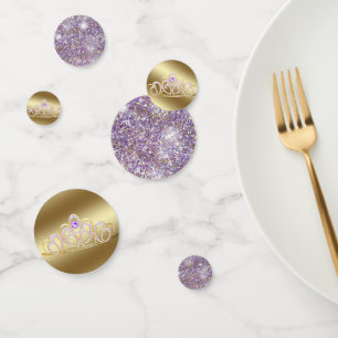 Gold Tiara and Lilac Purple Glitter  Confetti