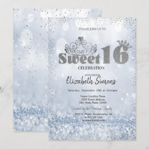 Gold Tiara Confetti Princess Bokeh Sweet 16 Invitation