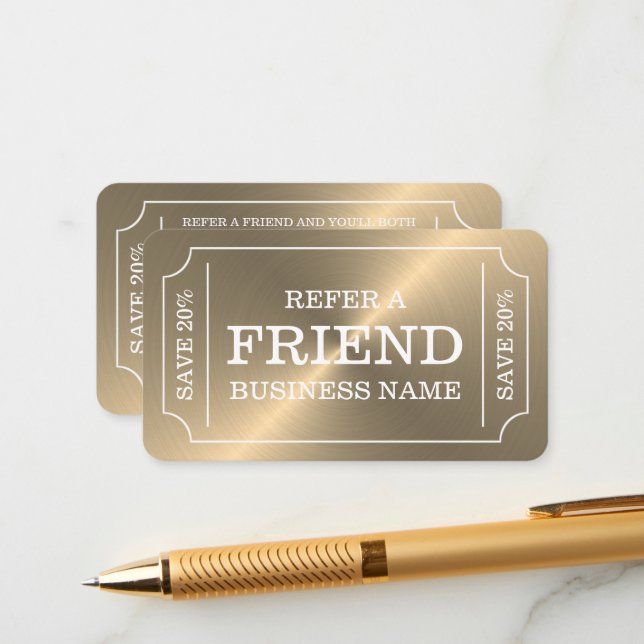 Gold Ticket Style Referral Card (Front/Back In Situ)