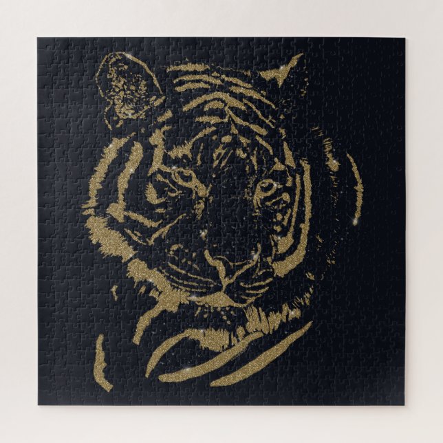 Gold Tiger Black Design Jigsaw Puzzle (Vertical)