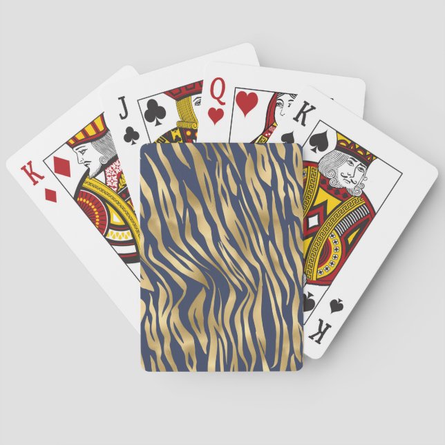 Gold Tiger Pattern Chic Stylish Playing Cards (Back)