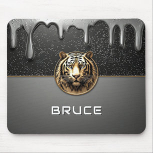 Gold Tiger Relief With Metallic Texture 🐯 Mouse Mat