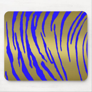 Gold Tiger Stripes Blue Mouse Mat