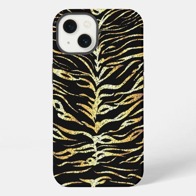 Gold tiger stripes design iPhone case (Back)