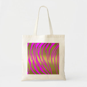 Gold Tiger Stripes Pink Tote Bag