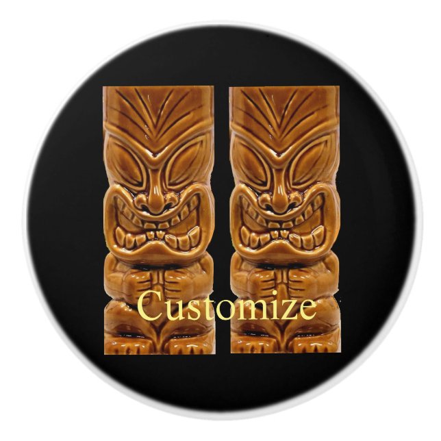 Gold Tiki Sculpture Thunder_Cove  Ceramic Knob (Front)