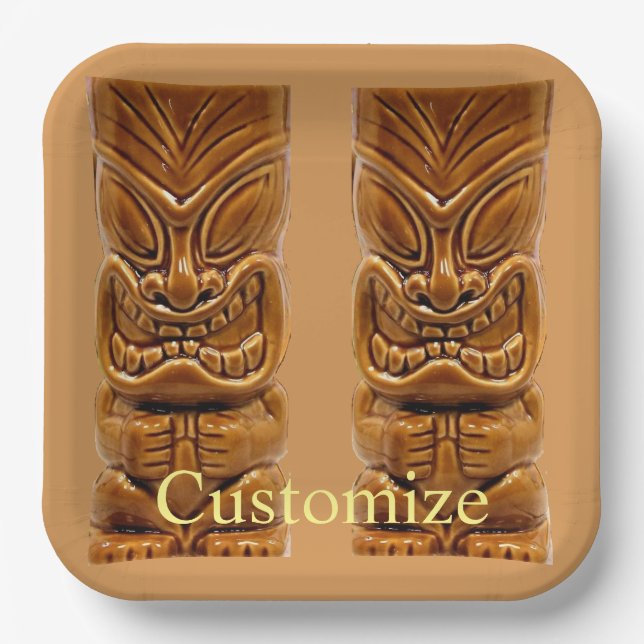 Gold Tiki Sculpture Thunder_Cove Paper Plate (Front)