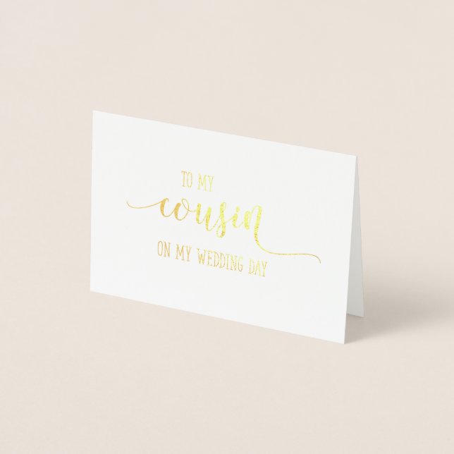 Gold To My Cousin on My Wedding Day Thank You Card (Front)