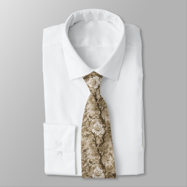 Gold Toile de Fleur Tie (Tied)