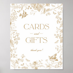Gold Toile De Jouy Floral Cards and Gifts Sign