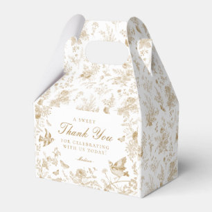 Gold Toile De Jouy Floral Dessert Favour Boxes