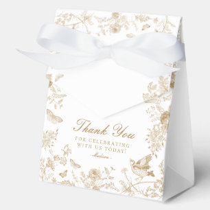 Gold Toile De Jouy Floral Dessert Favour Boxes