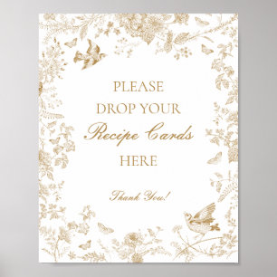 Gold Toile De Jouy Floral Share a Recipe Bridal Poster