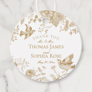 Gold Toile De Jouy Vintage Floral Wedding Favour Tags