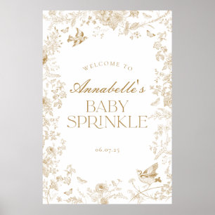 Gold Toile Jouy Floral Baby Sprinkle Welcome Sign