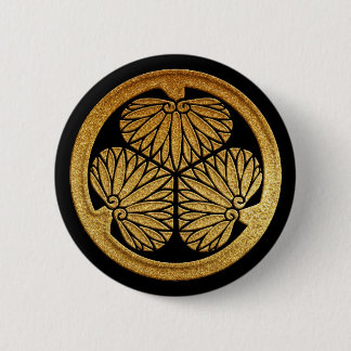 Gold Tokugawa Aoi Kamon 6 Cm Round Badge