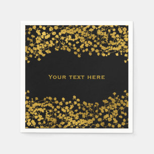 Gold Tone Baby's Breath Black Elegant Floral Napkin