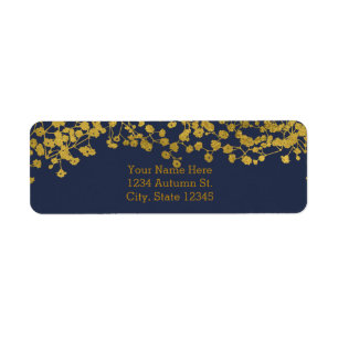 Gold Tone Baby's Breath Blue Elegant Invitation