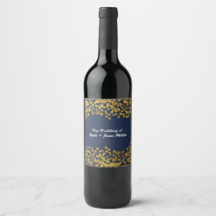 Gold Tone Baby's Breath Blue Floral Wine Labels