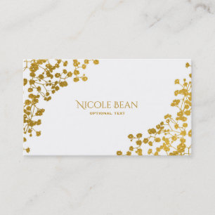Gold Tone Baby's Breath White Elegant Floral Business Card