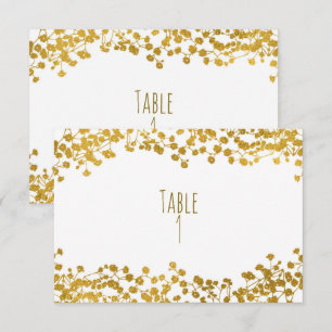 Gold Tone Baby's Breath White Elegant Table Number