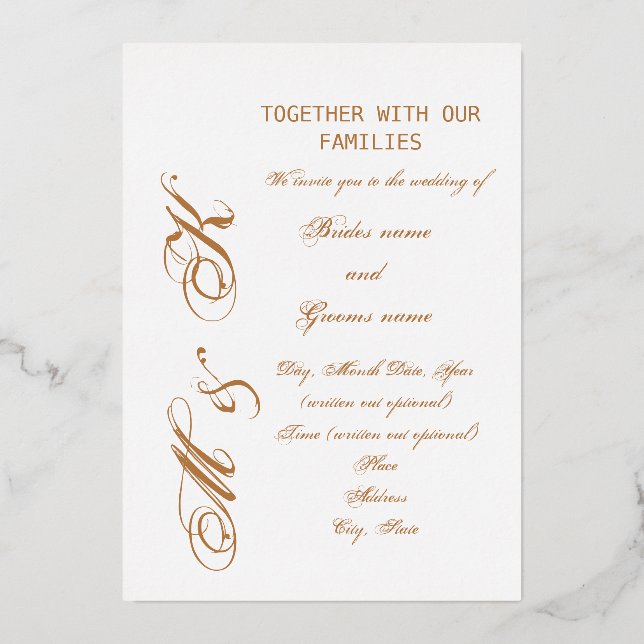 “Gold Tone Lettering”Wedding (Front)