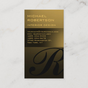 Gold Tone Monogram Interior Designer Business Card