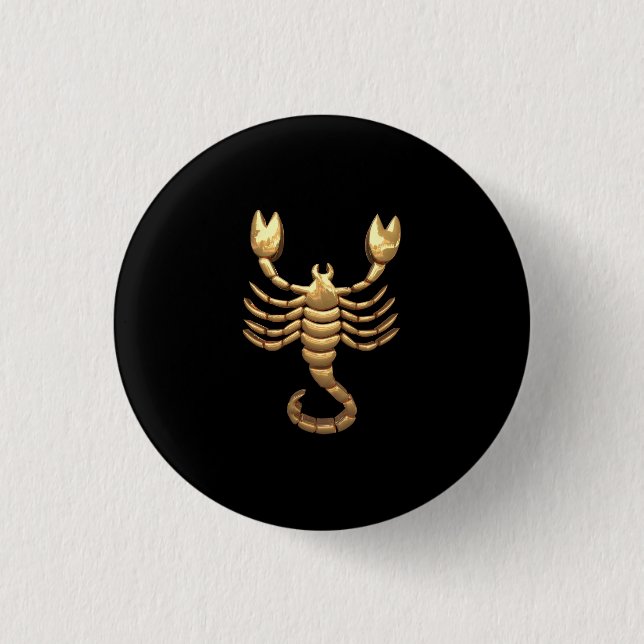 Gold Tone Scorpio Scorpion Symbol Zodiac 3 Cm Round Badge (Front)